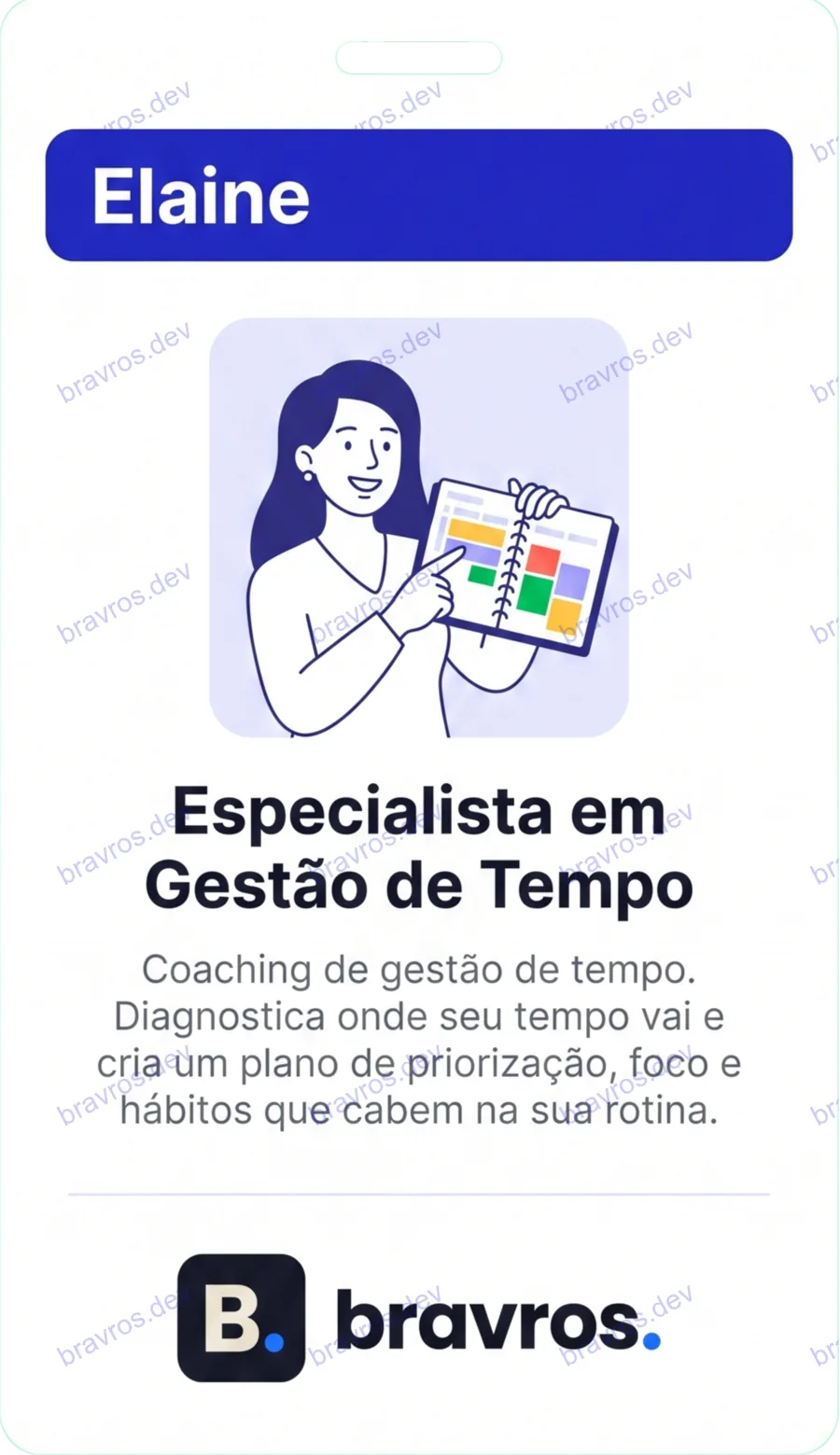 Crachá de Elaine, especialista Bravros