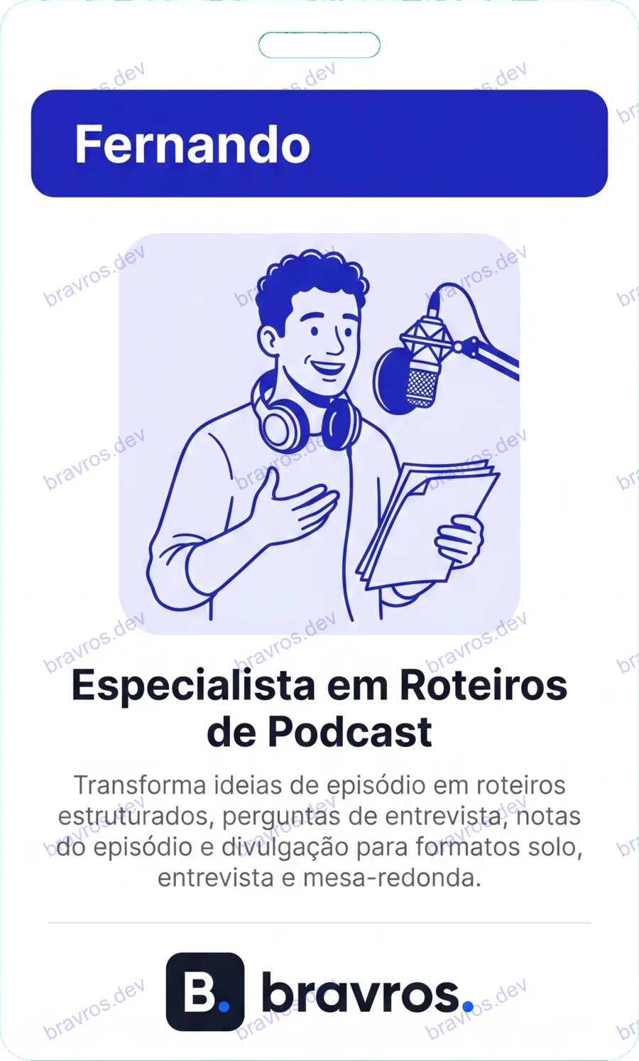 Crachá de Fernando, especialista Bravros