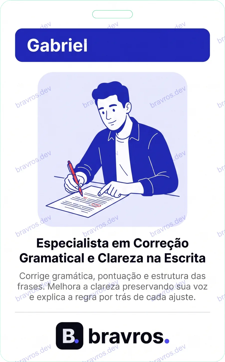 Crachá de Gabriel, especialista Bravros