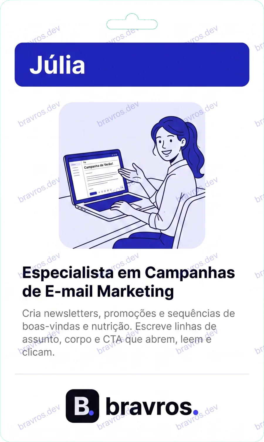 Crachá de Júlia, especialista Bravros