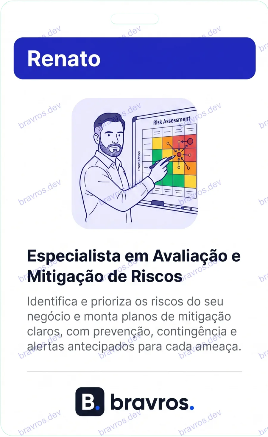 Crachá de Renato, especialista Bravros