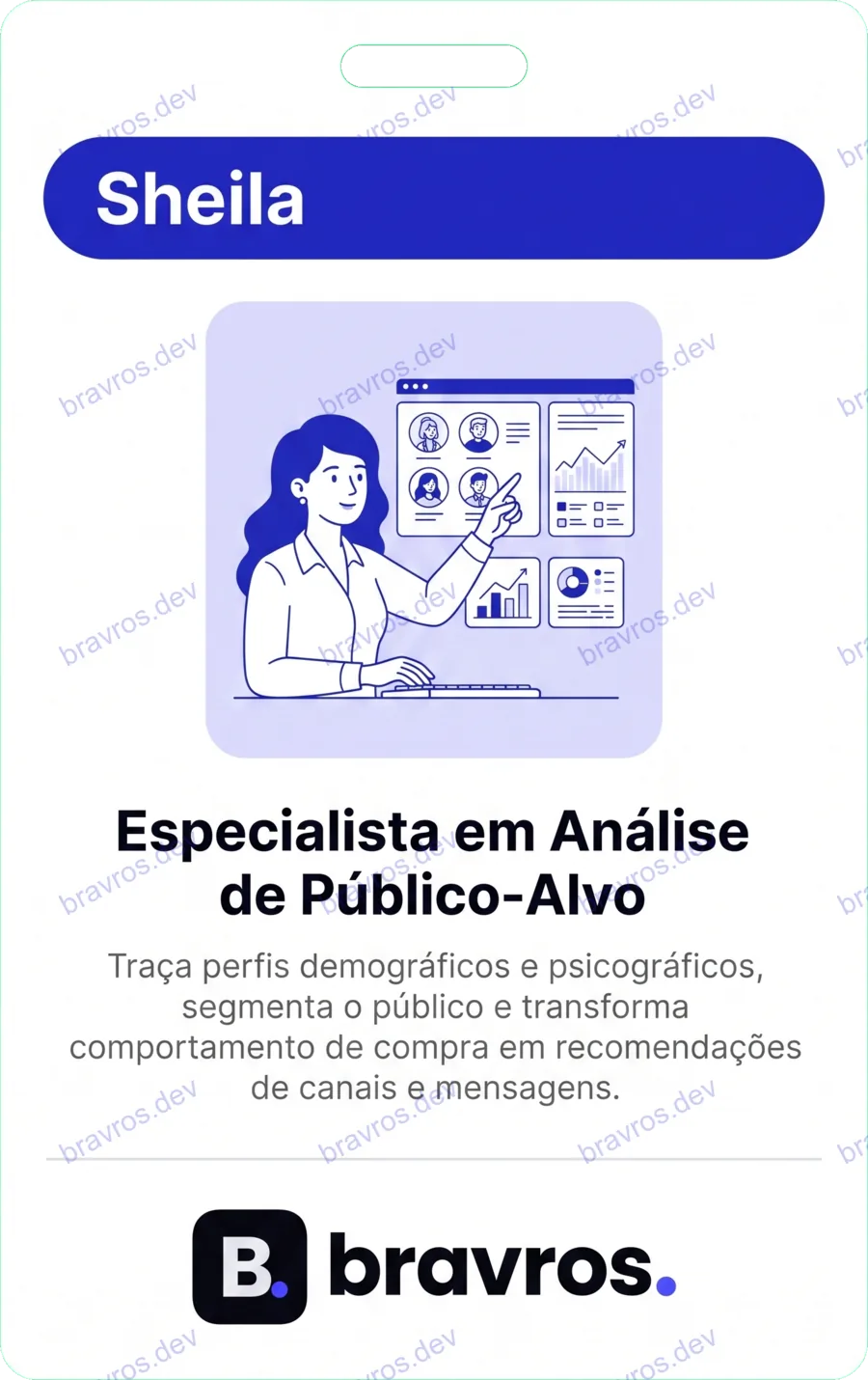 Crachá de Sheila, especialista Bravros
