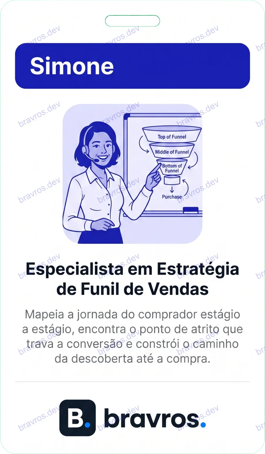 Crachá de Simone, especialista Bravros