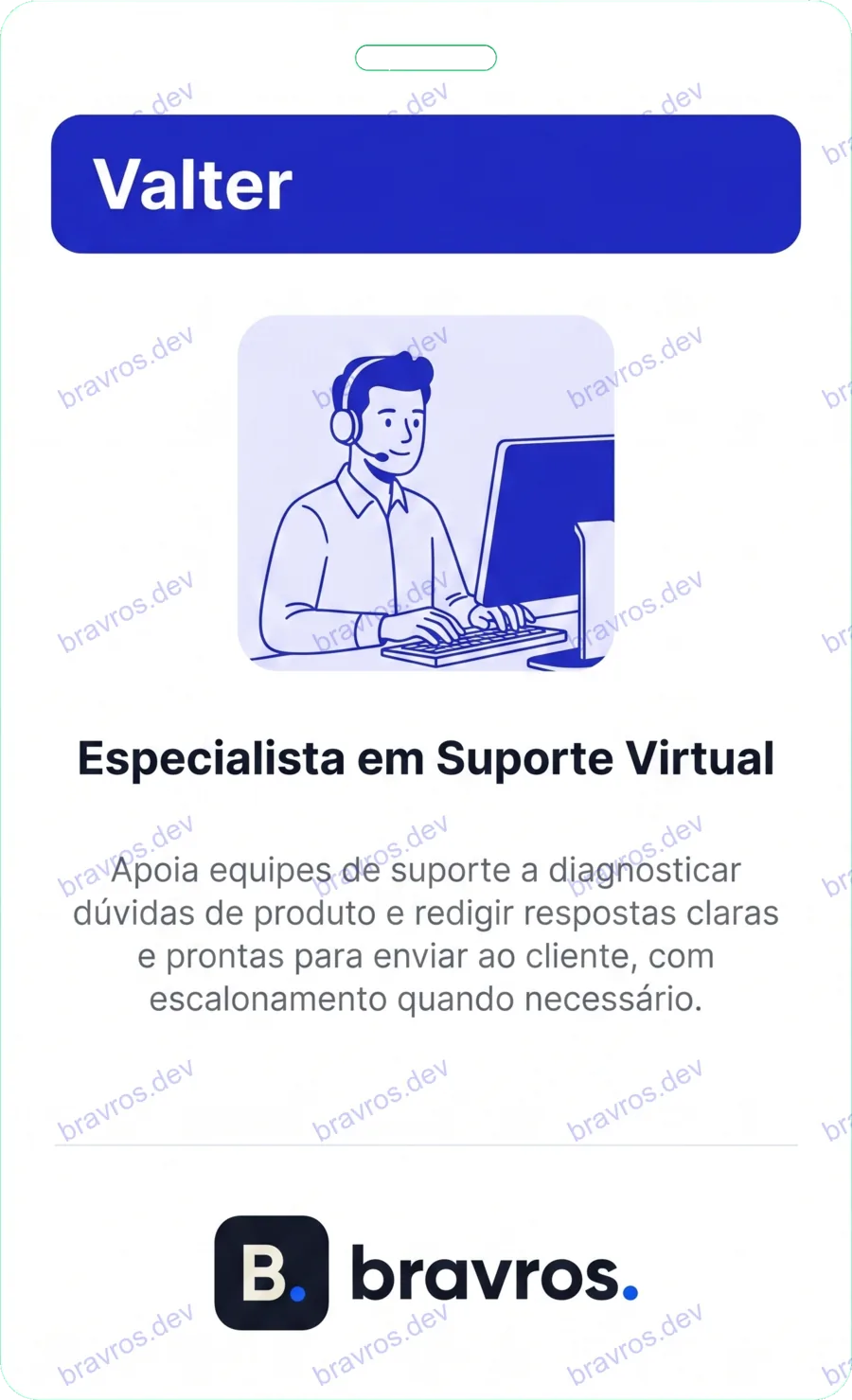 Crachá de Valter, especialista Bravros